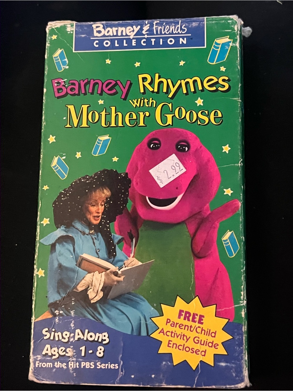 Barney Rhymes With Mother Goose White VHS Tape Sing Along Songs Vintage 1992